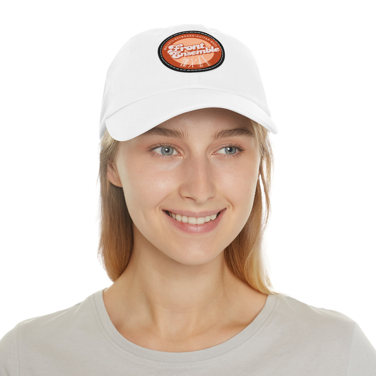 Front Ensemble Leather Patch Dad Hat